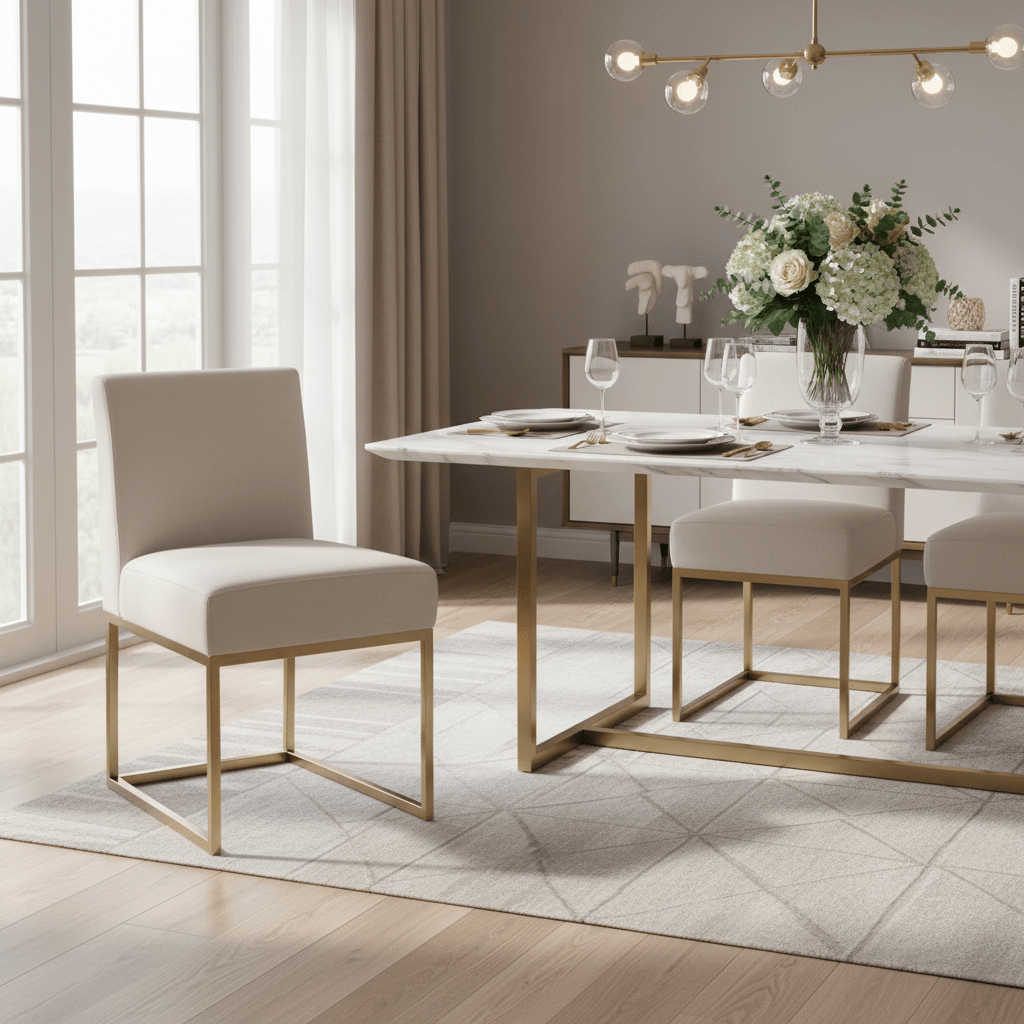 Beige Dining Chair Gold legs Chairs| Roots Furniture