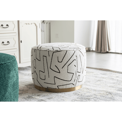 Beige Linen Ottoman W55.5xH44cm - Al Rugaib Furniture