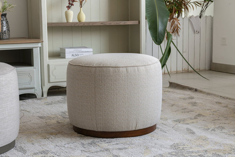 Beige Linen Ottoman W55.5xH44cm - Al Rugaib Furniture