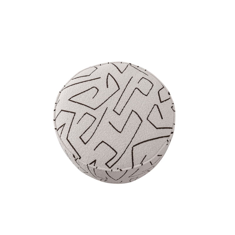 Beige Linen Ottoman W55.5xH44cm - Al Rugaib Furniture