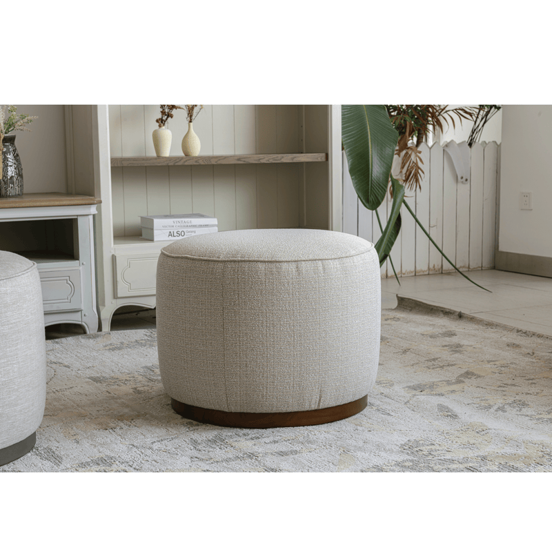 Beige Linen Ottoman W55.5xH44cm - Al Rugaib Furniture