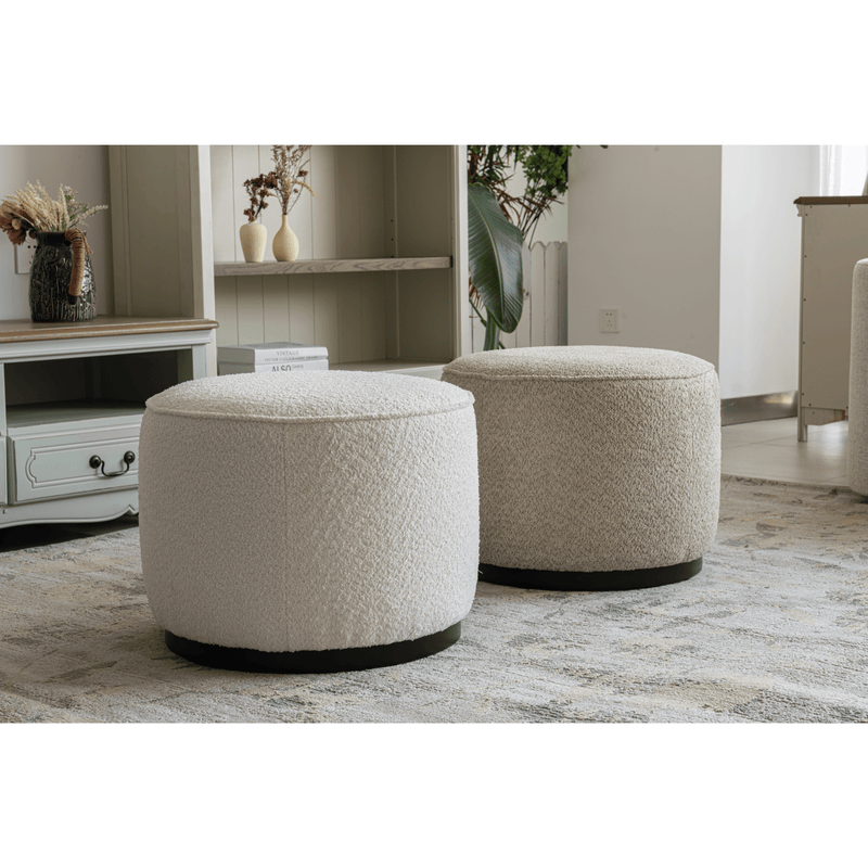 Beige Linen Ottoman W55.5xH44cm - Al Rugaib Furniture
