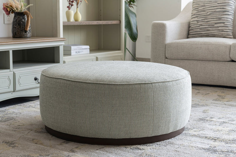 Beige Linen Ottoman W91xH36cm - Al Rugaib Furniture