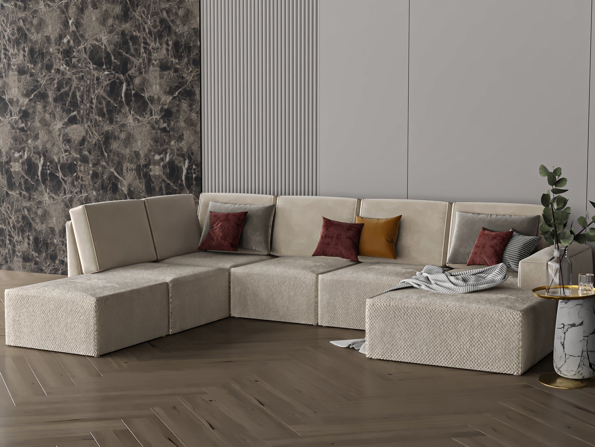 Beige vanilla corner sofa Elegance model 330×250×155 Sectionals| Oak