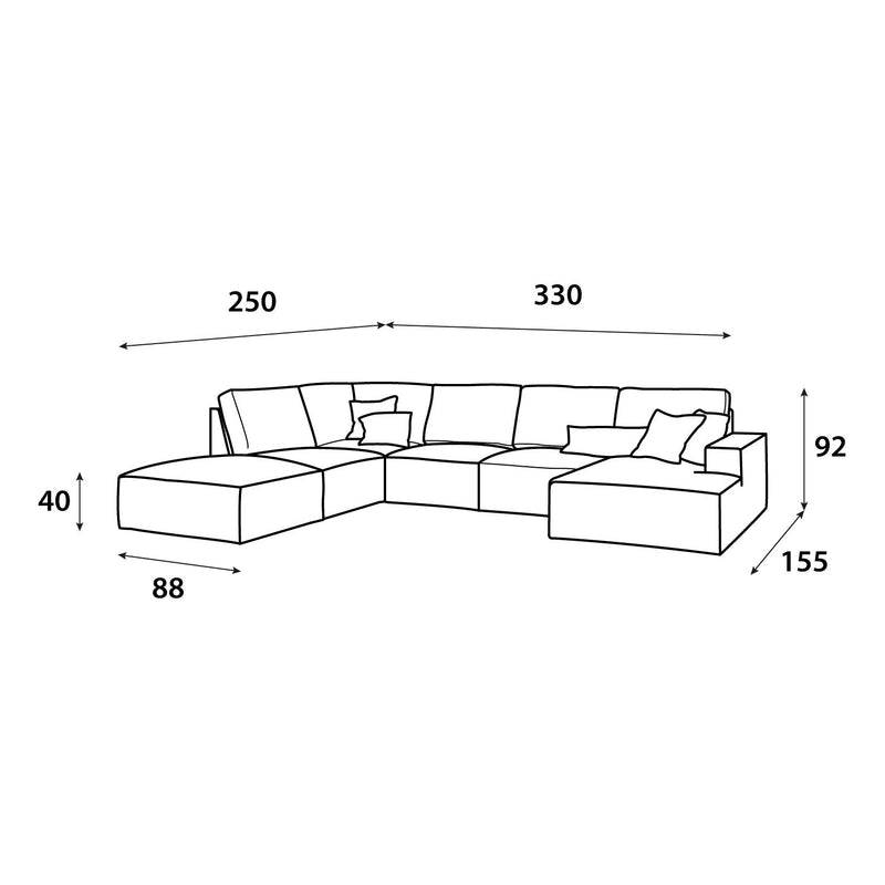 Beige vanilla corner sofa Elegance model 330×250×155 - Al Rugaib Furniture