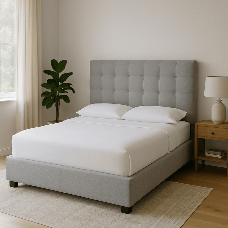Belle Storage Bed King Light Grey Fabric - Al Rugaib Furniture