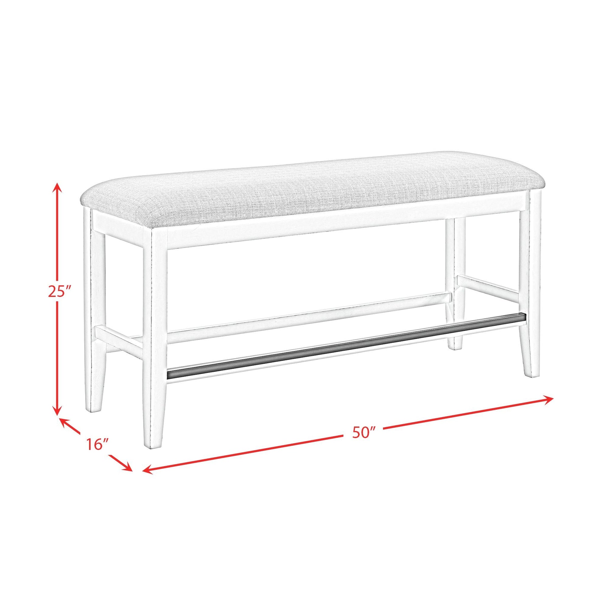 Bellevue Counter Bench with Beige Fabric in Antique White Dining Benches| Roots Furniture