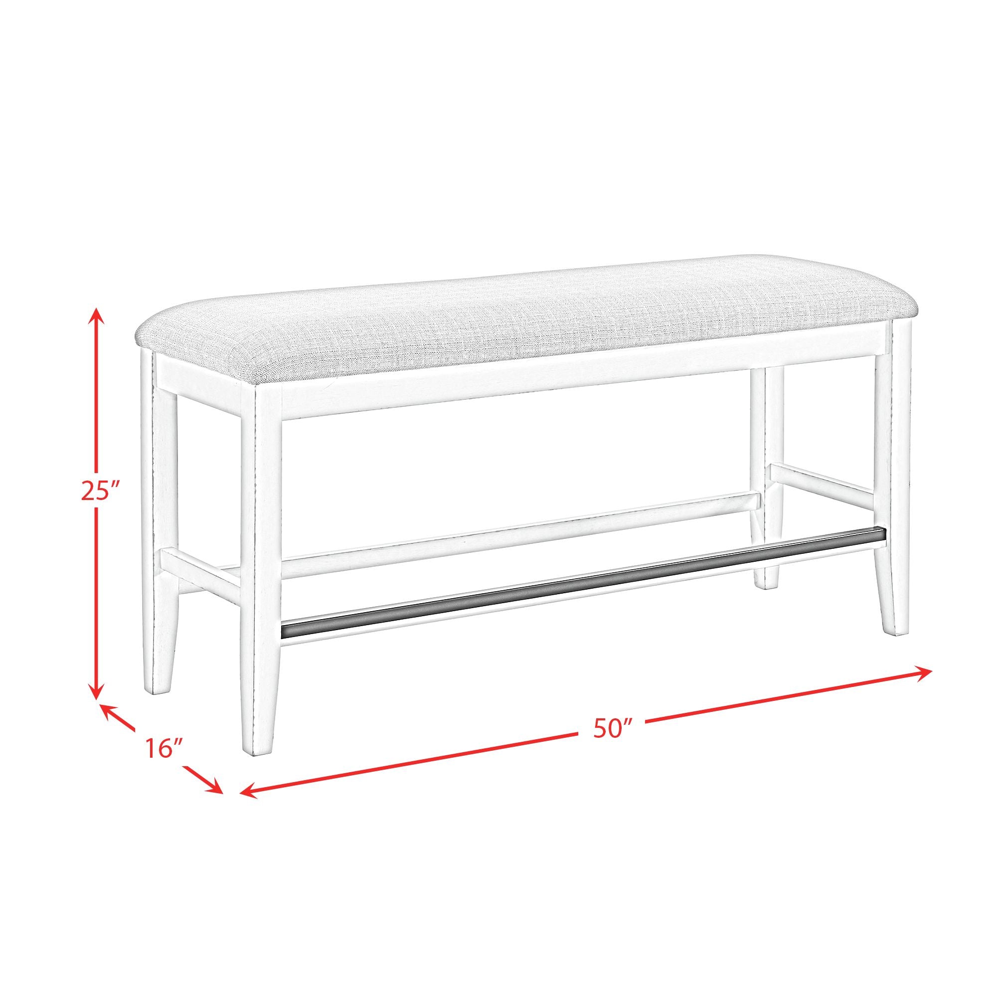 Bellevue Counter Bench with Beige Fabric in Antique White Dining Benches| Roots Furniture