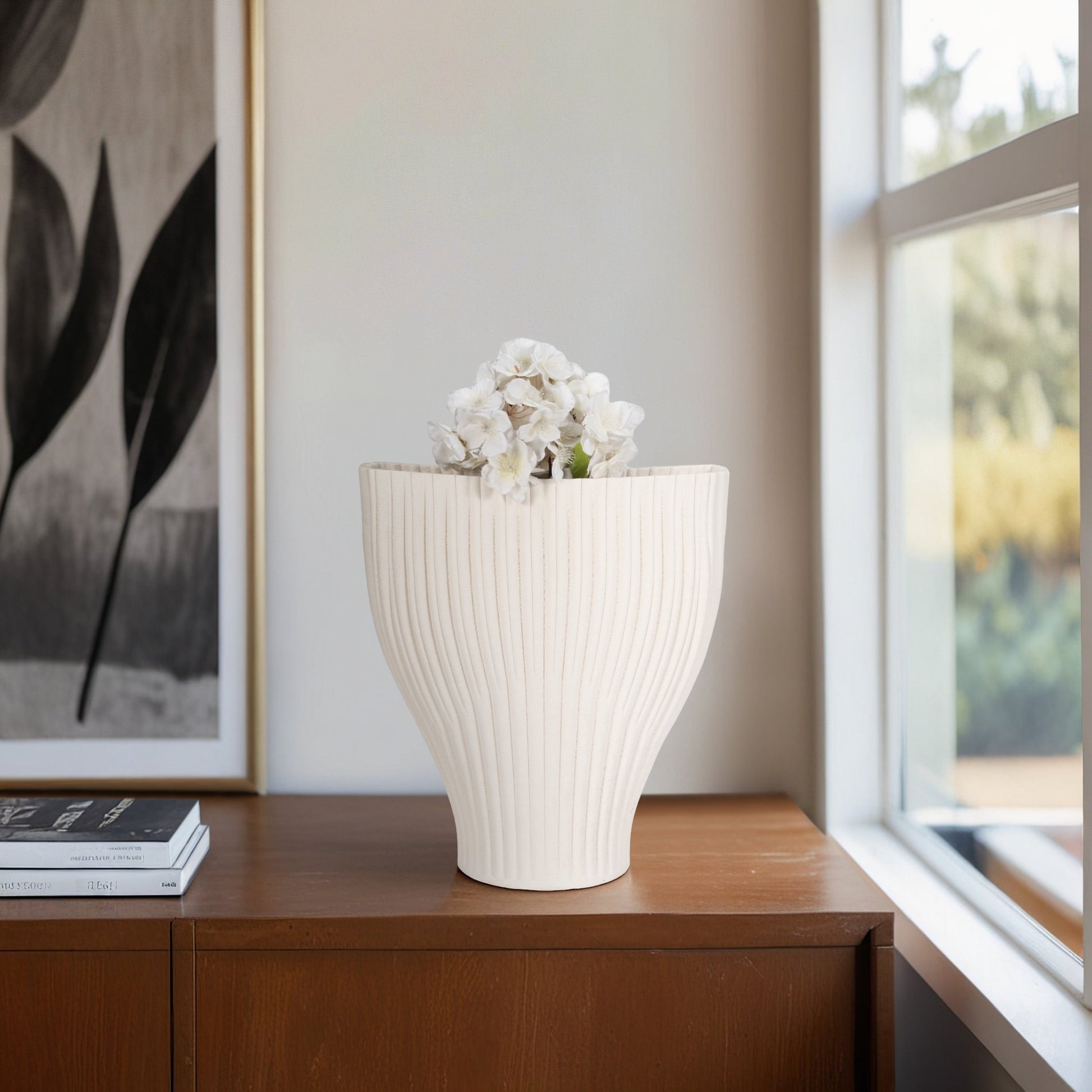 BELLO 3D PRINTED VASE, IVORY/BEIGE Vases and Jars| Sagebrook Home