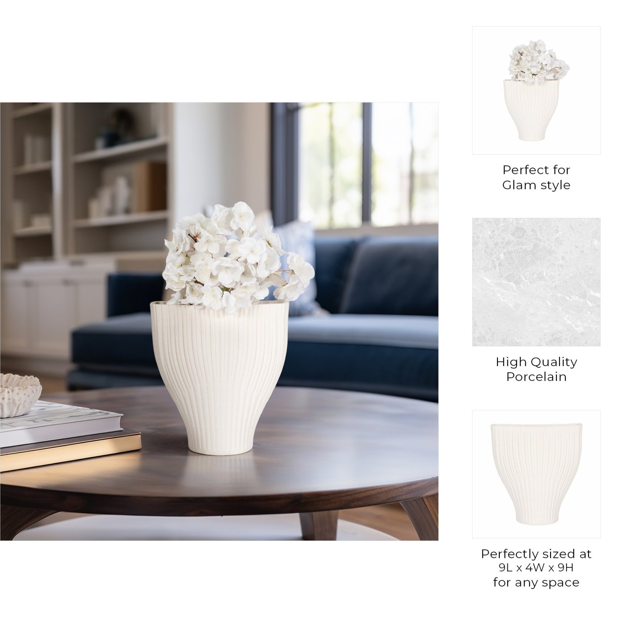 BELLO 3D PRINTED VASE, IVORY/BEIGE Vases and Jars| Sagebrook Home