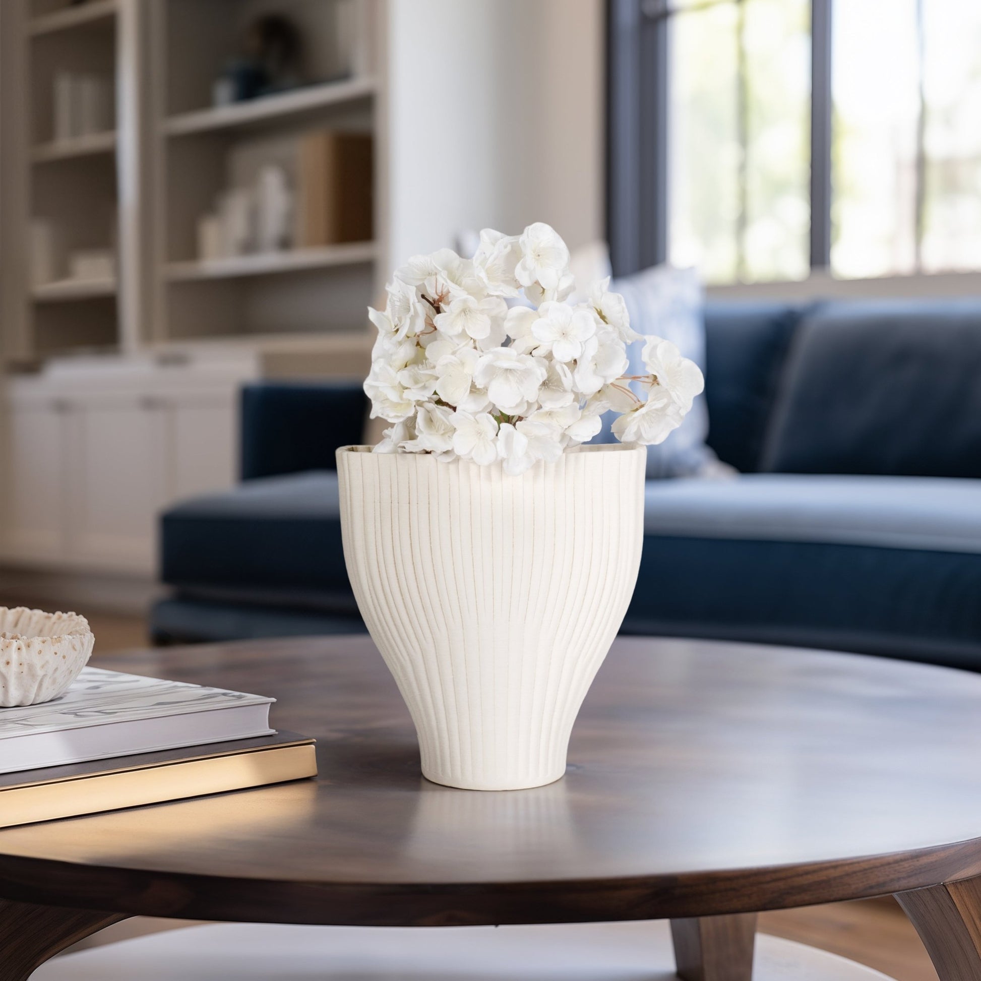 BELLO 3D PRINTED VASE, IVORY/BEIGE Vases and Jars| Sagebrook Home