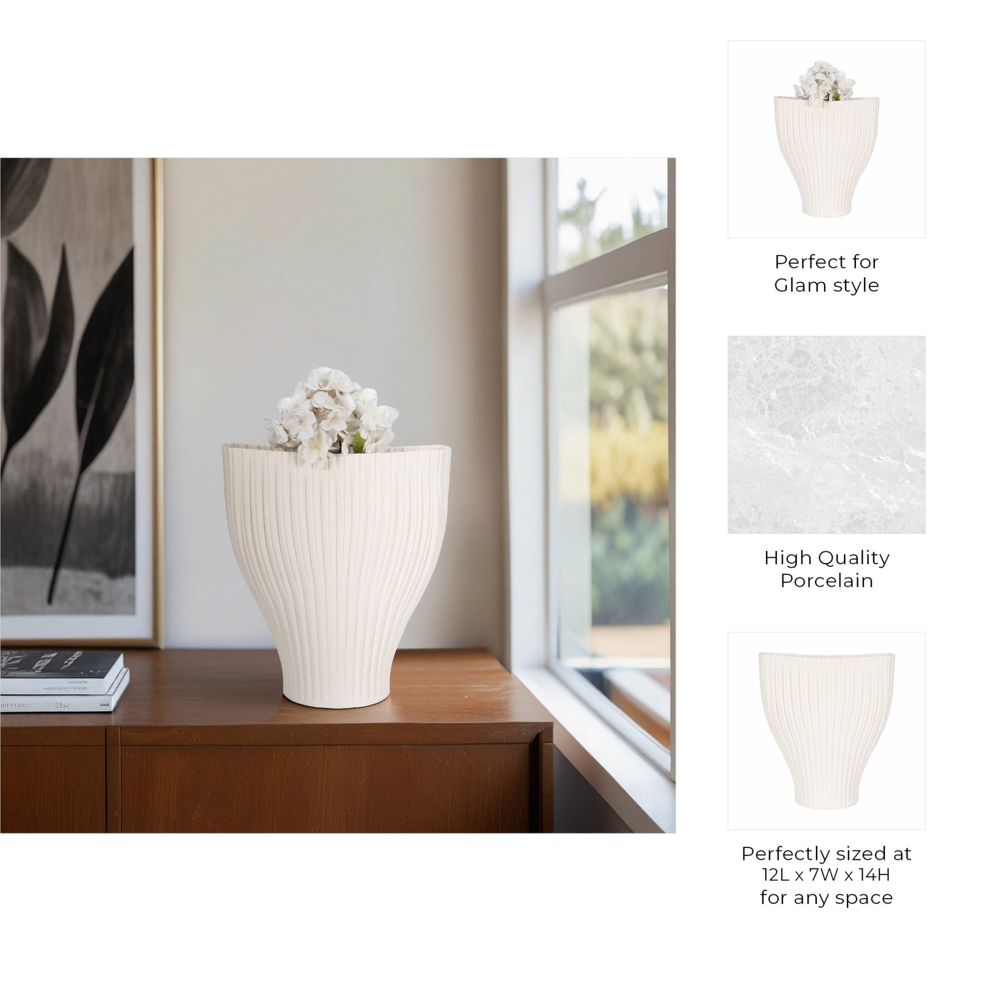BELLO 3D PRINTED VASE, IVORY/BEIGE Vases and Jars| Sagebrook Home