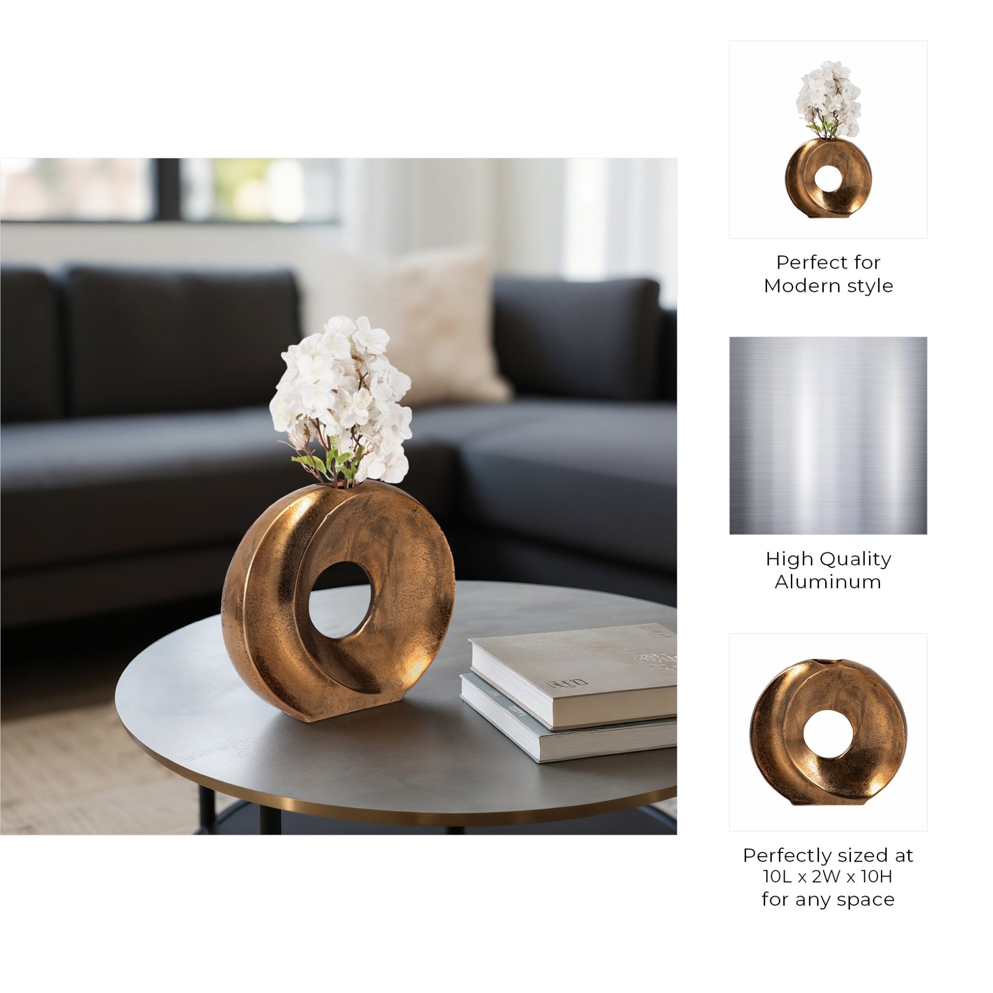 Belvine, Metal Cut-out Vase, Bronze Vases and Jars| Sagebrook Home