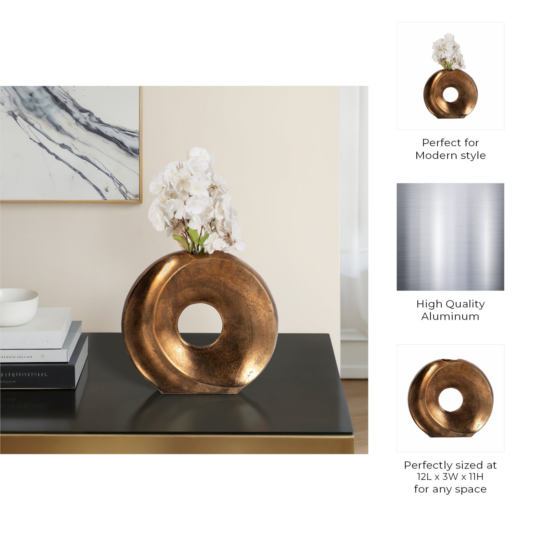 Belvine, Metal Cut-out Vase, Bronze Vases and Jars| Sagebrook Home