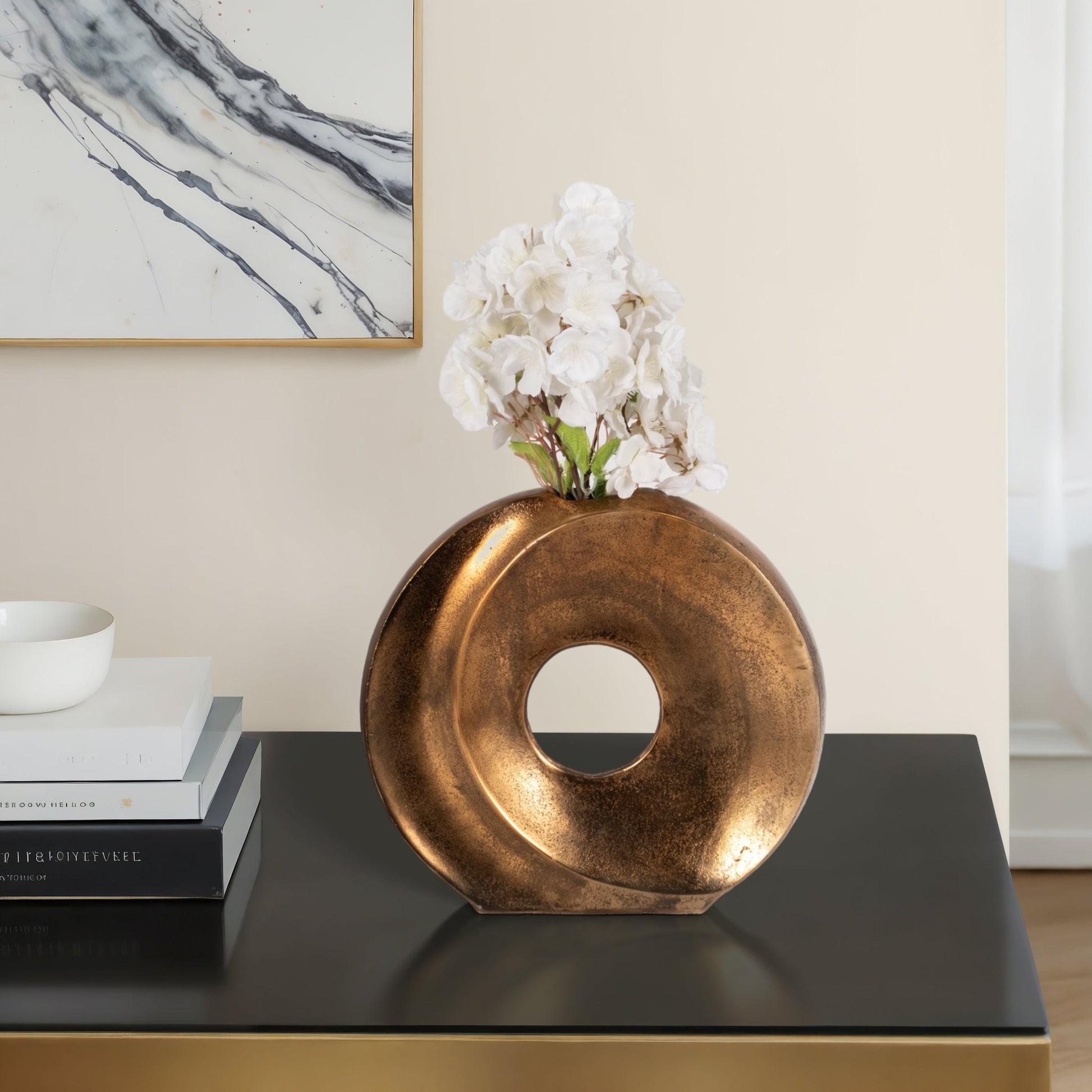 Belvine, Metal Cut-out Vase, Bronze Vases and Jars| Sagebrook Home