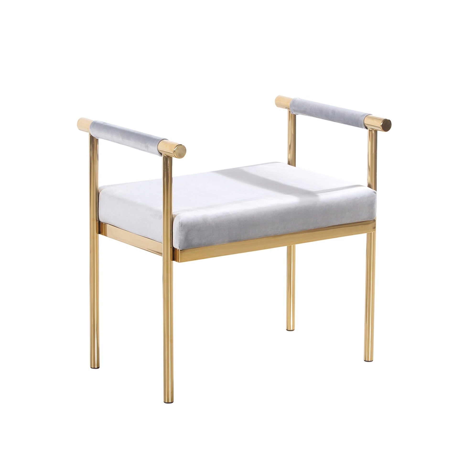 Bench W/ Velveteen Seat, Gold / Gray Kd Benches| Sagebrook Home