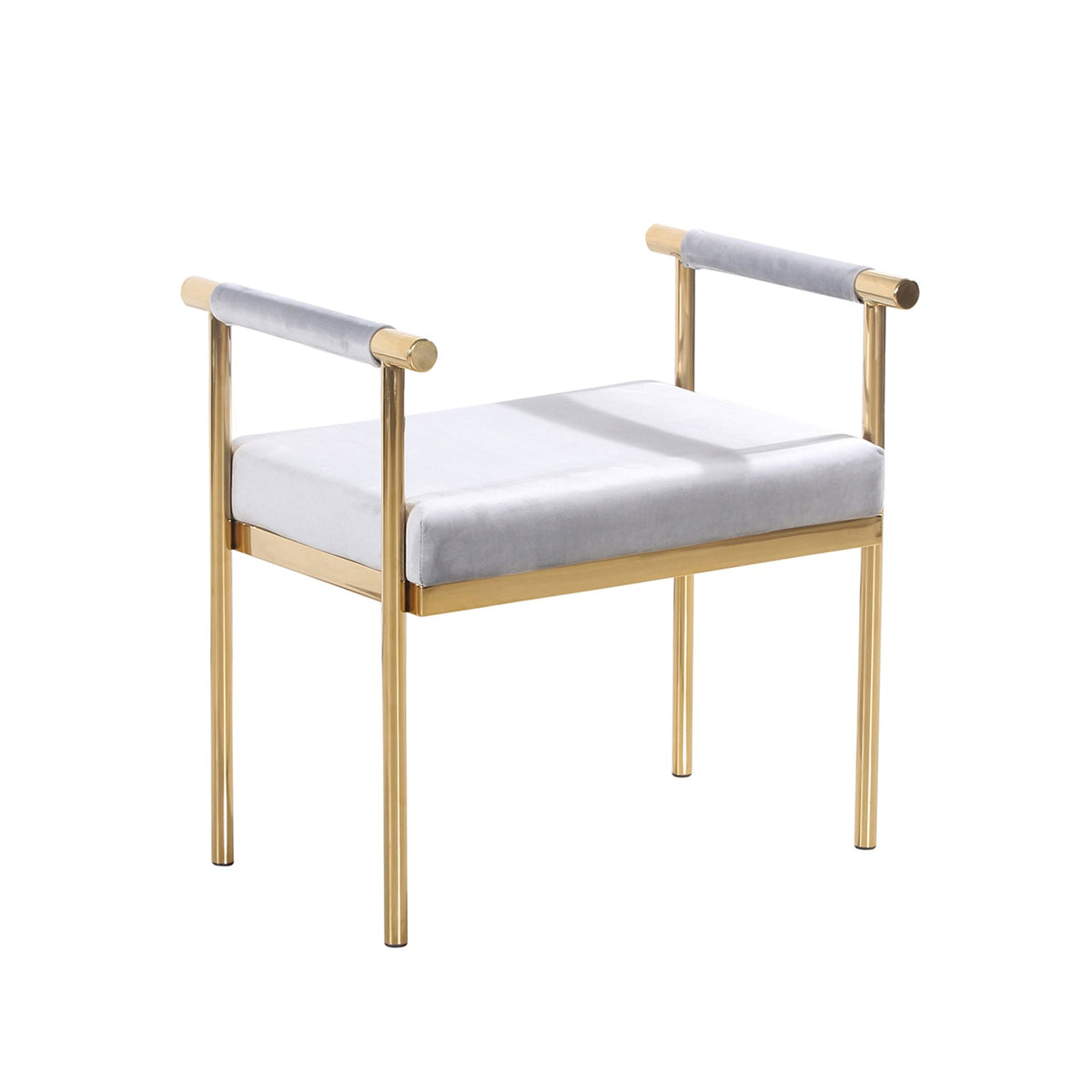 Bench W/ Velveteen Seat, Gold / Gray Kd Benches| Sagebrook Home