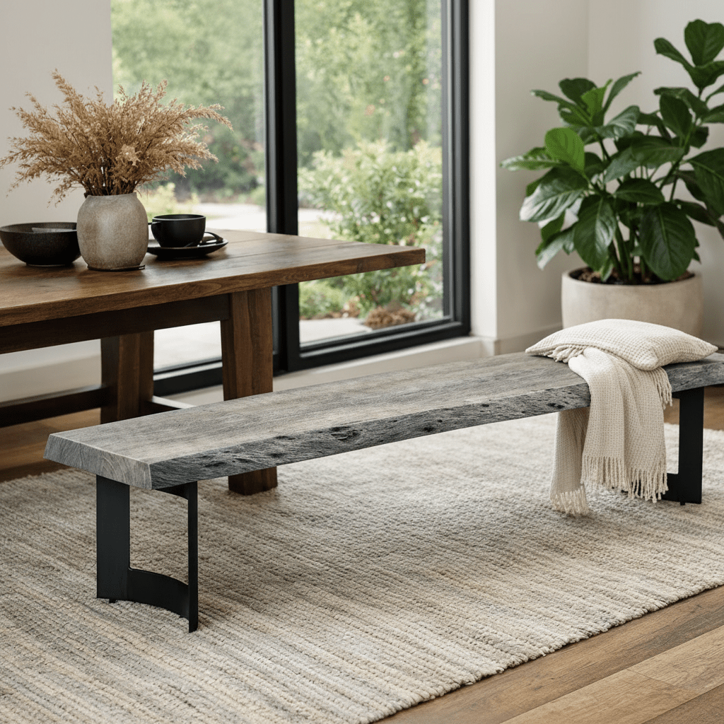 Bent Bench Small Weathered Grey Dining Benches| Moe's Home