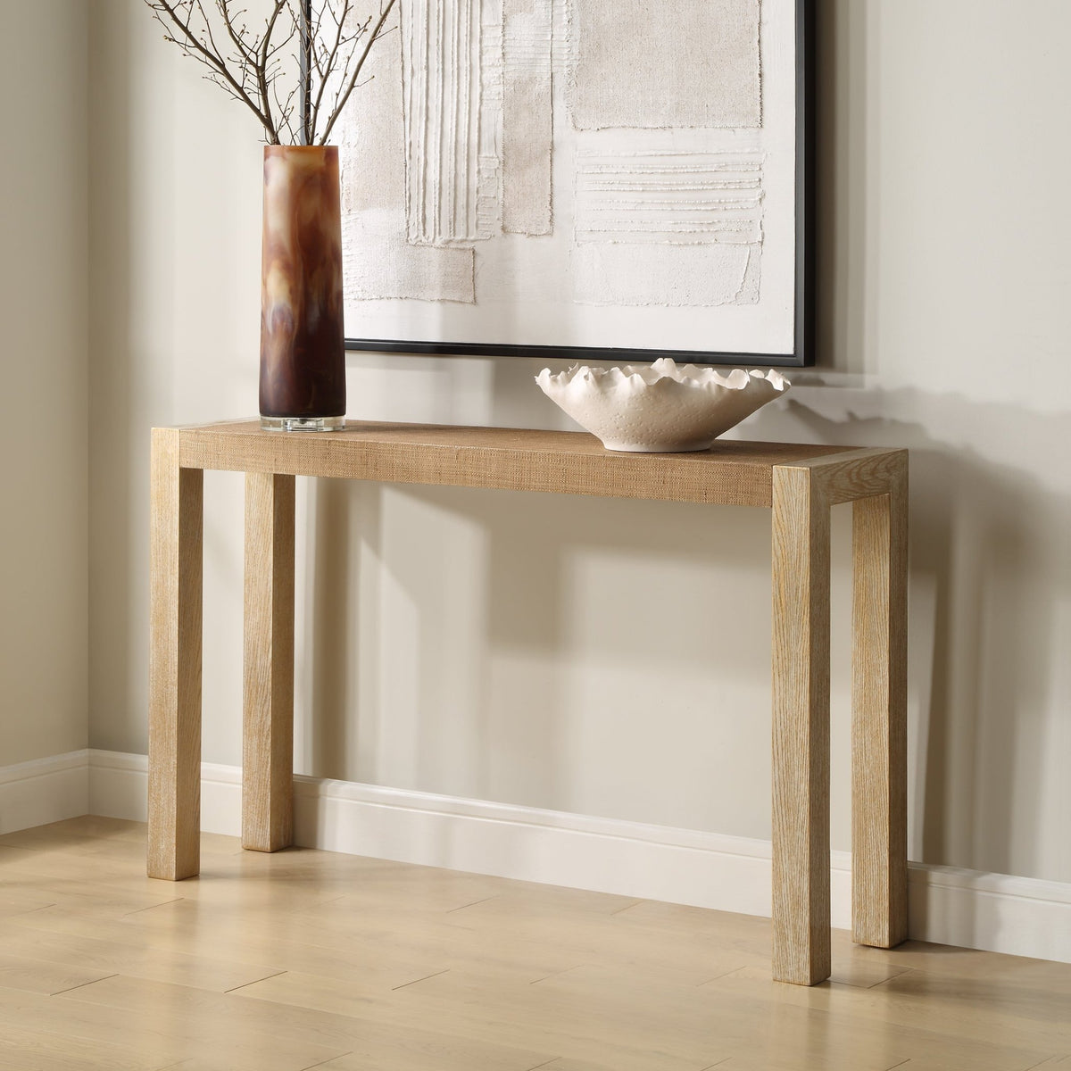 Bentley Grasscloth Console Table Consoles & Sideboards| Uttermost
