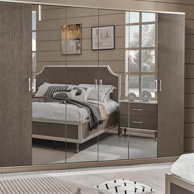 Berlin Gray King Bedroom Set With Two Free Gift GLASS TABLE LAMP - Al Rugaib Furniture