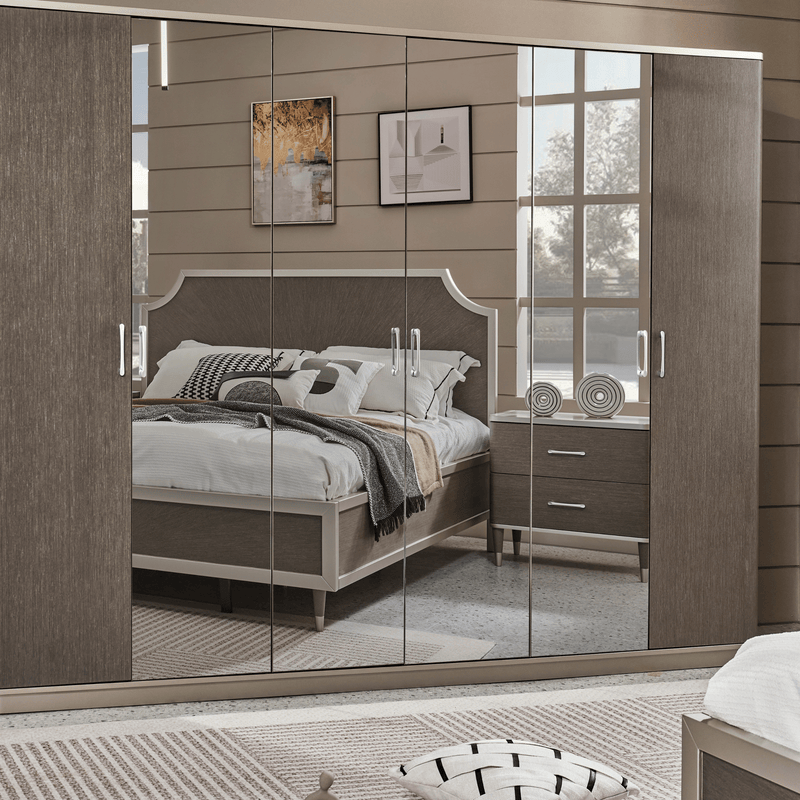 Berlin Gray King Bedroom Set With Two Free Gift GLASS TABLE LAMP - Al Rugaib Furniture