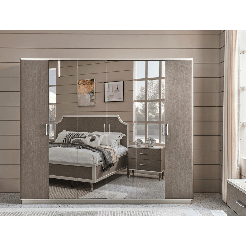 Berlin Gray King Bedroom Set With Two Free Gift GLASS TABLE LAMP - Al Rugaib Furniture