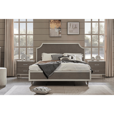 Berlin Gray King Bedroom Set With Two Free Gift GLASS TABLE LAMP - Al Rugaib Furniture
