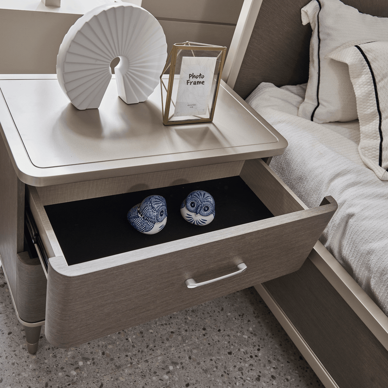 Berlin Gray King Bedroom Set With Two Free Gift GLASS TABLE LAMP - Al Rugaib Furniture