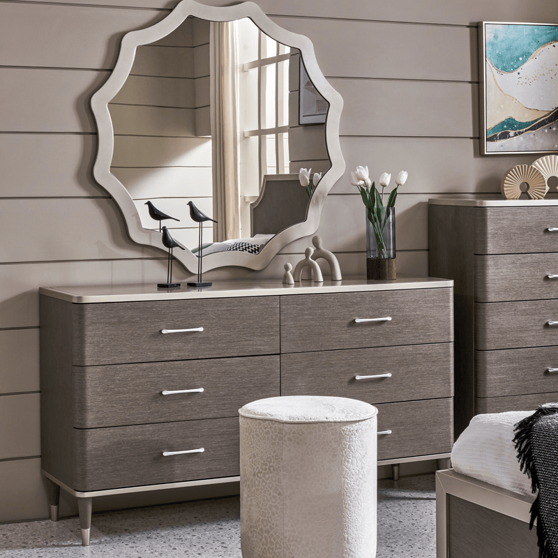 Berlin Gray King Bedroom Set With Two Free Gift GLASS TABLE LAMP - Al Rugaib Furniture