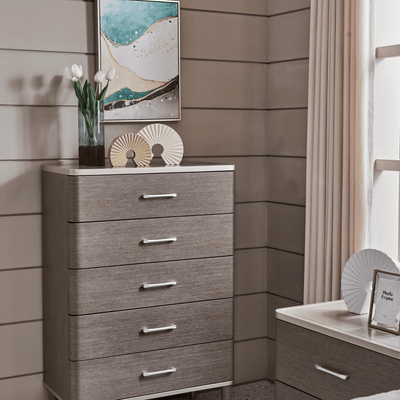 Berlin Gray King Bedroom Set With Two Free Gift GLASS TABLE LAMP - Al Rugaib Furniture