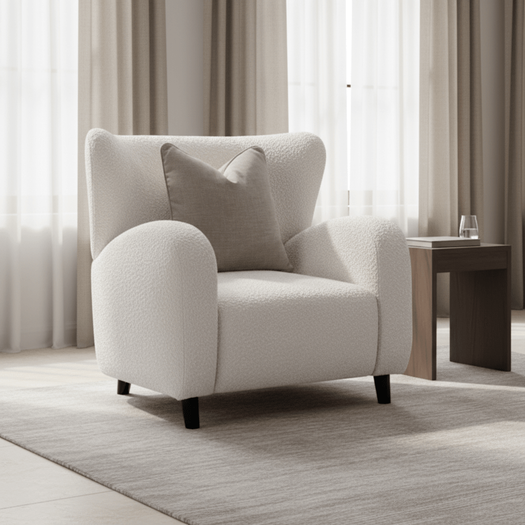 Besa Off-White Boucle Chair Chairs| Roots Furniture