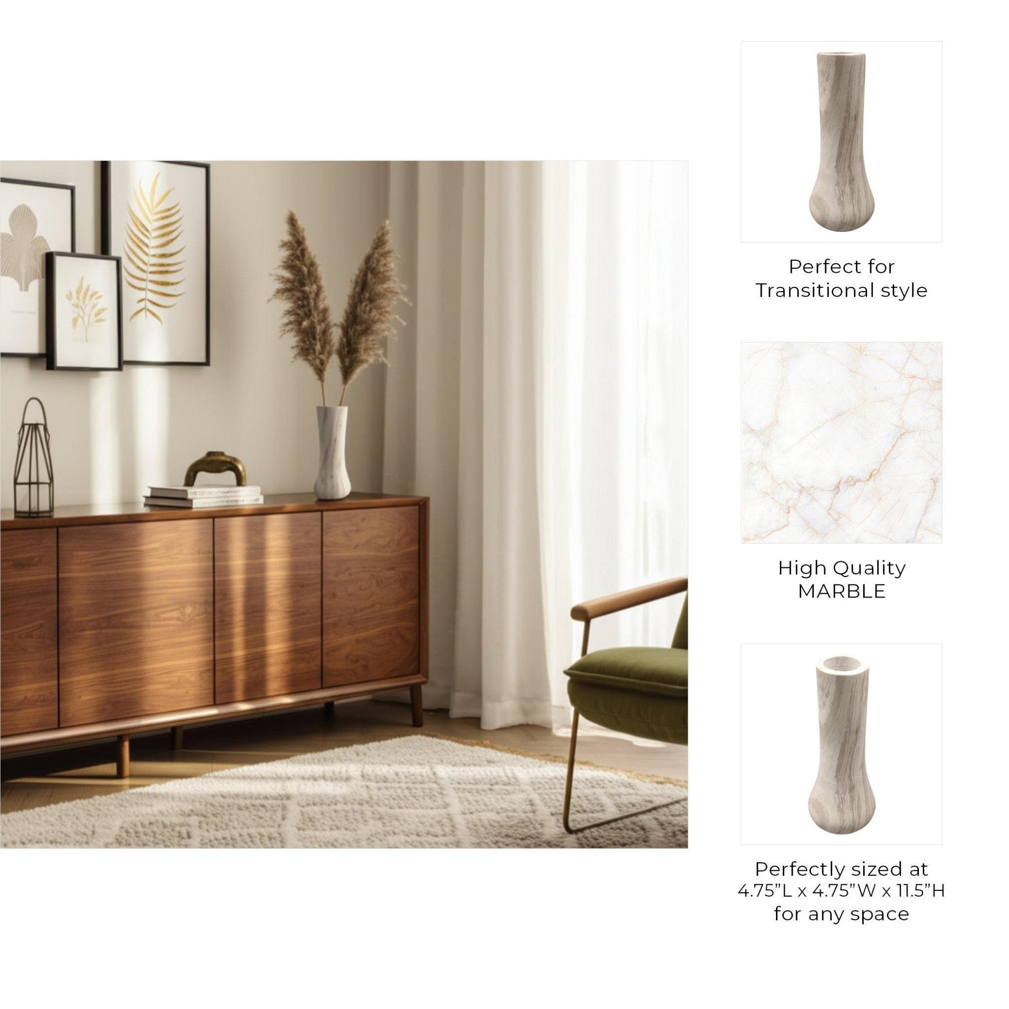 Bethul Marble Vase Vases and Jars| Sagebrook Home