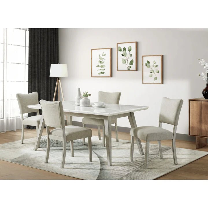 Bette Dining set w/white marble/ 6 side Chair in White Dining Tables| Roots Furniture