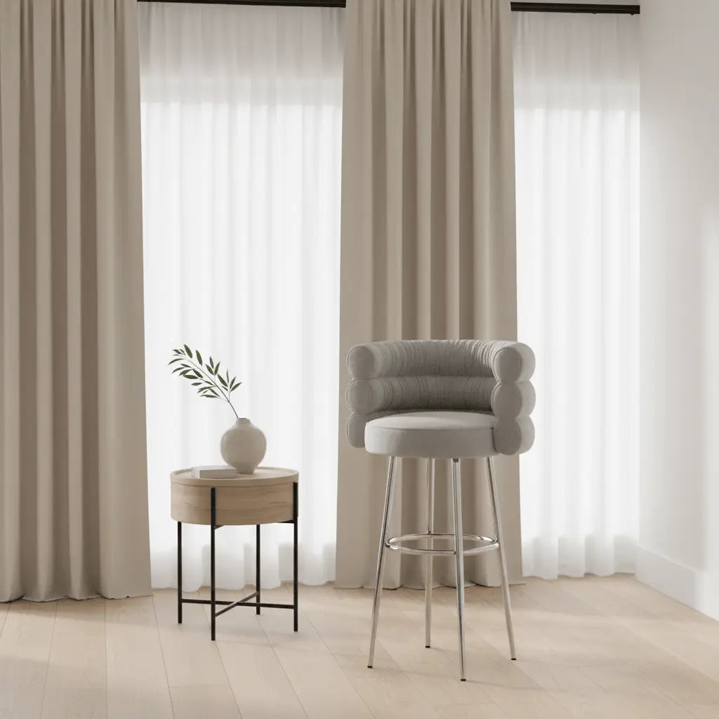 Betty Grey Velvet Barstool Counter Stools| TOV