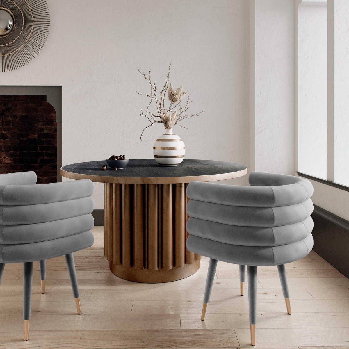 Betty Grey Velvet Dining Chair Dining Chairs| TOV