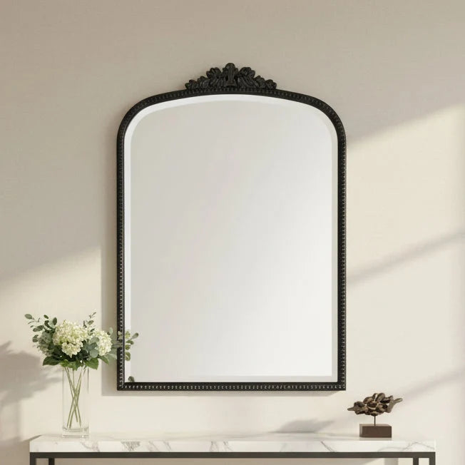 Bevel mirror, antique matt black finishing