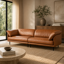 Ahad Camel Leather 4 Seater Sofa