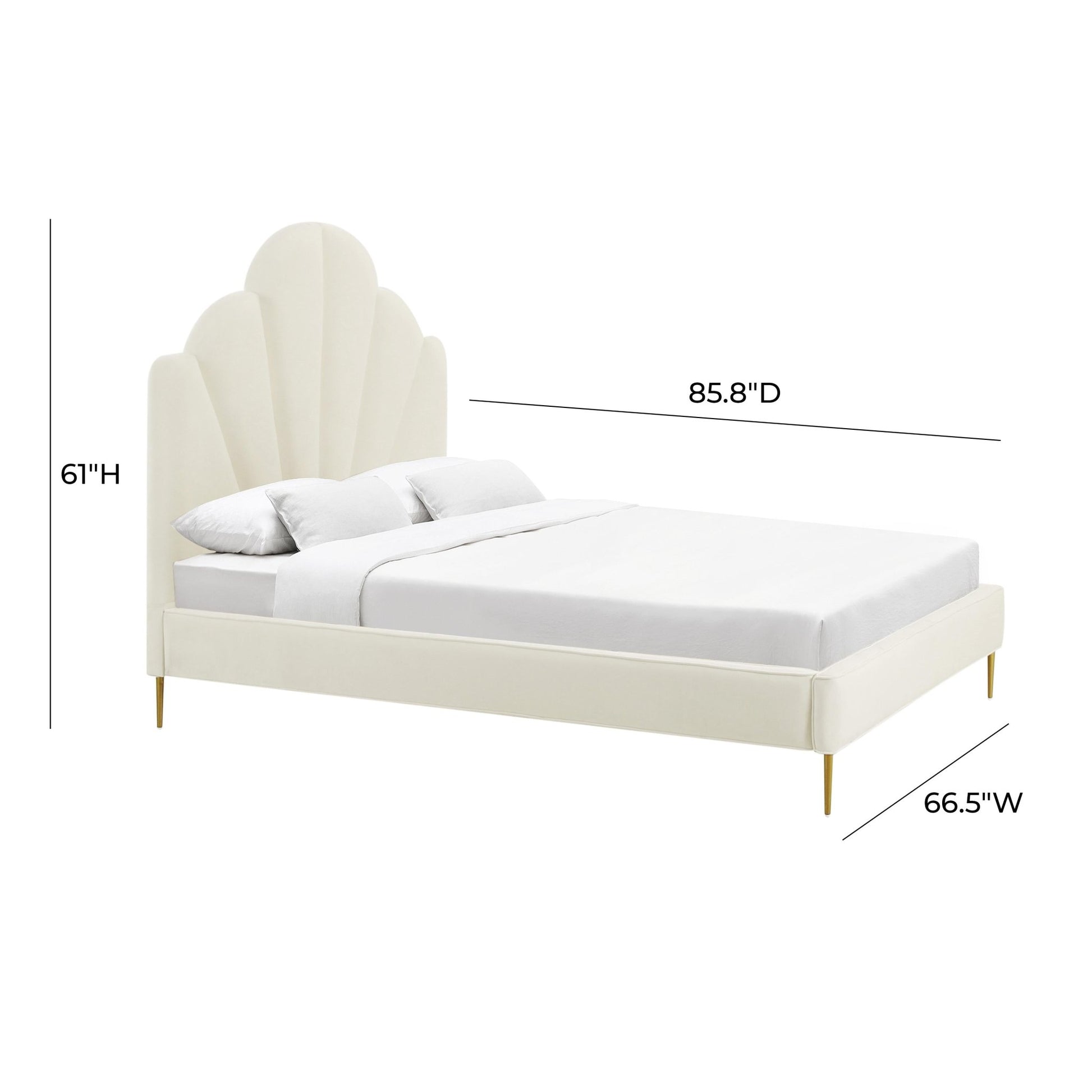 Bianca Cream Velvet Bed in Queen Beds| TOV