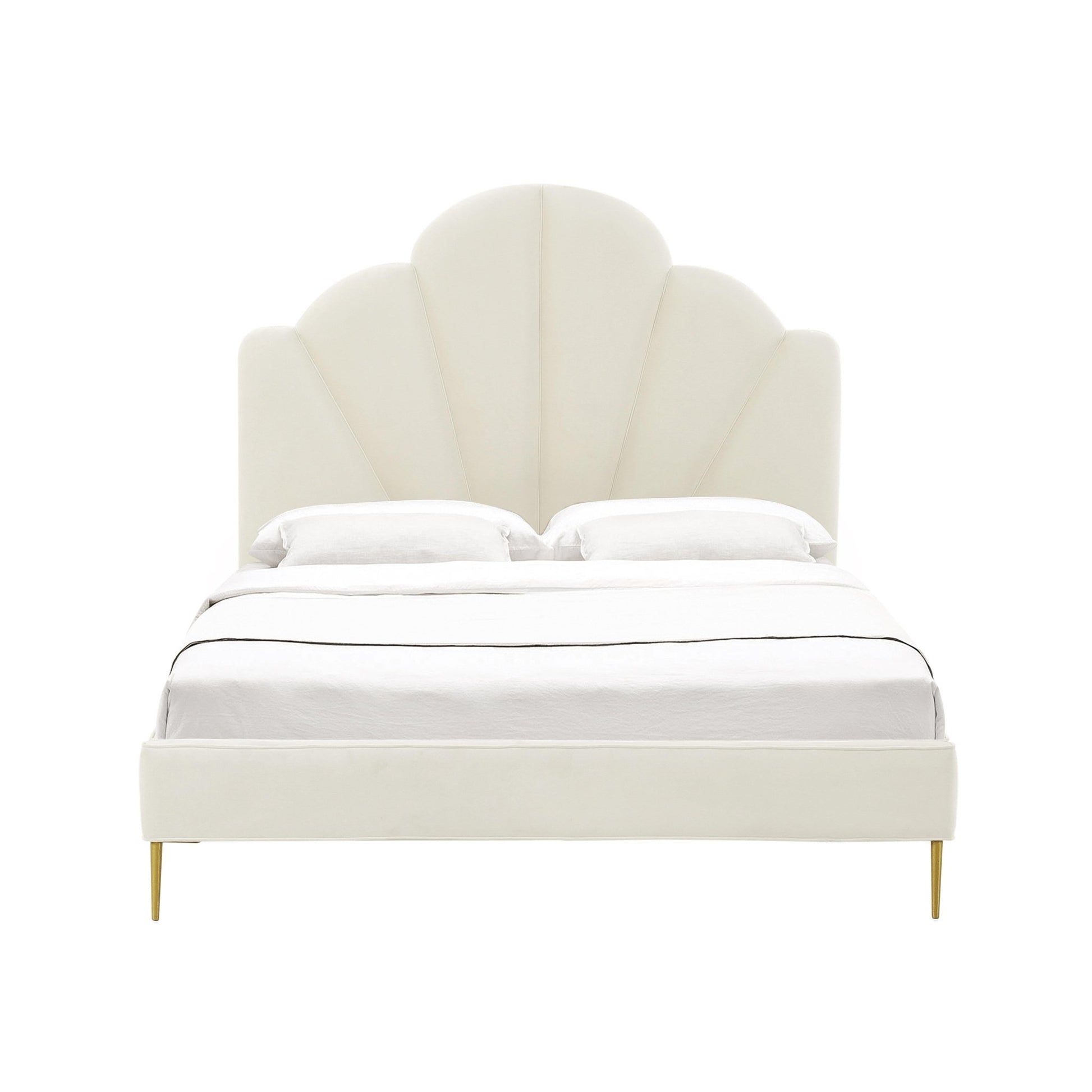 Bianca Cream Velvet Bed in Queen Beds| TOV