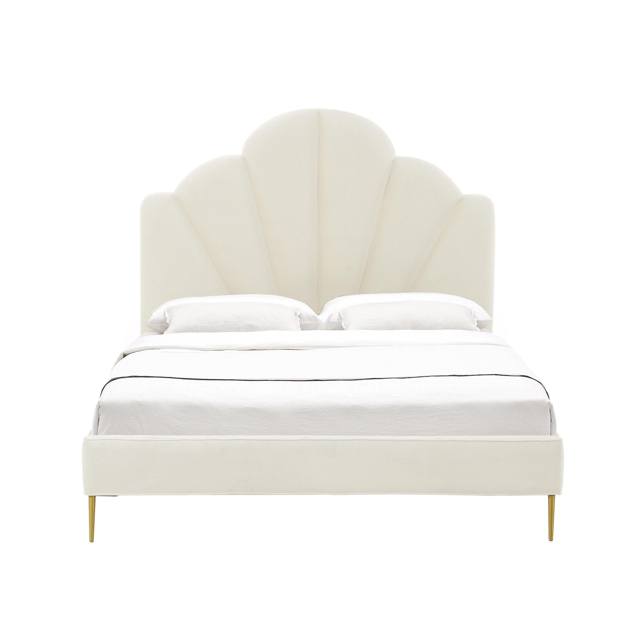 Bianca Cream Velvet Bed in Queen Beds| TOV