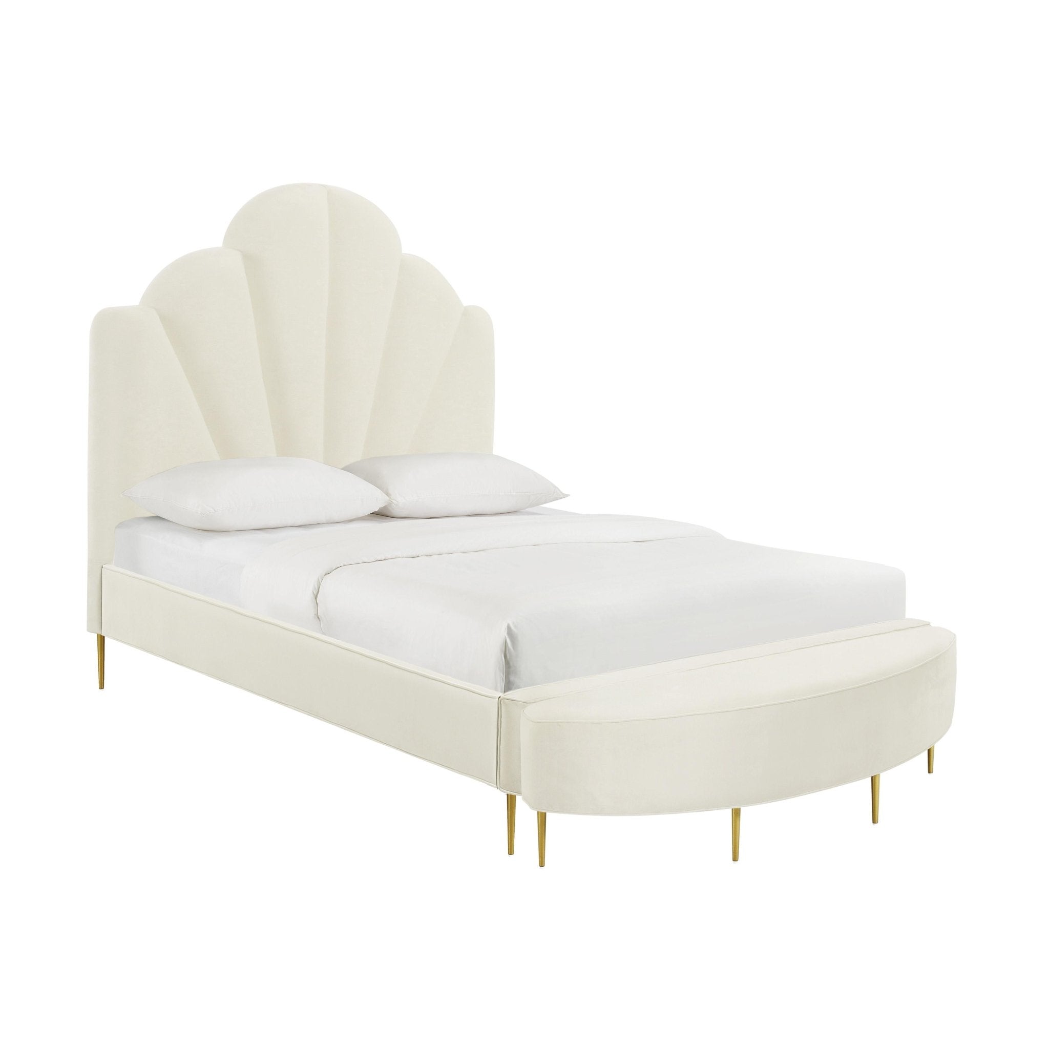 Bianca Cream Velvet Bed in Queen Beds| TOV