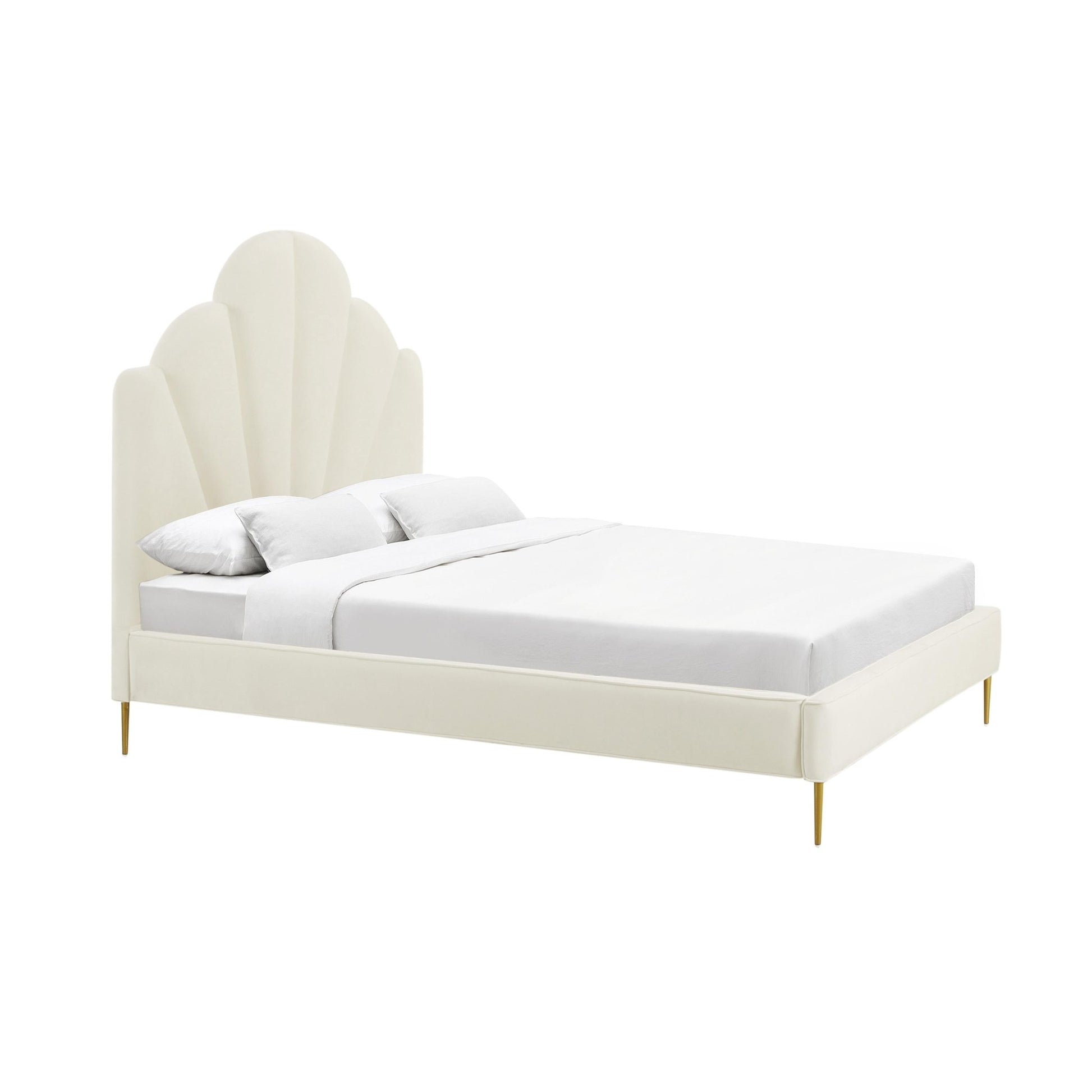 Bianca Cream Velvet Bed in Queen Beds| TOV