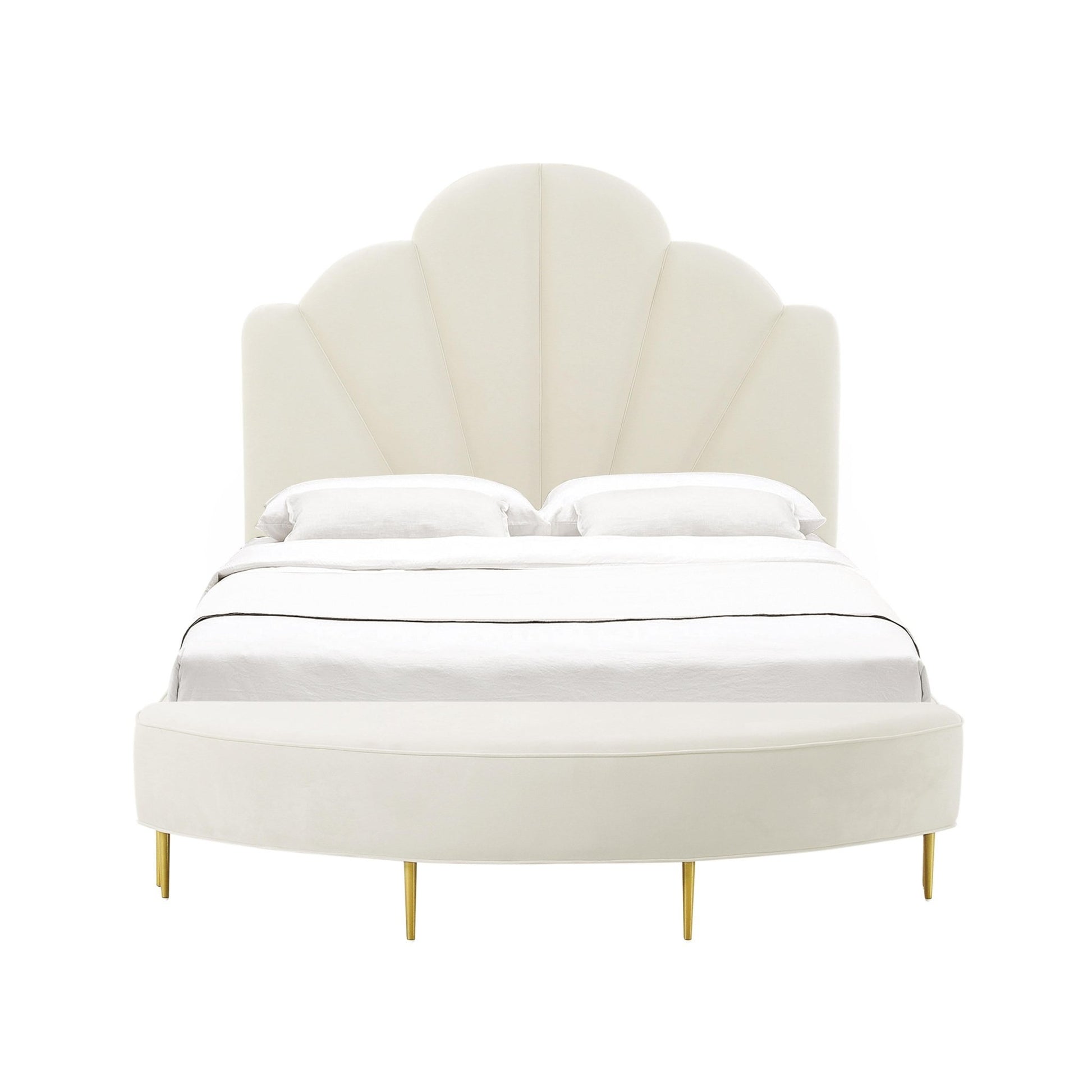 Bianca Cream Velvet Queen Bench Benches| TOV