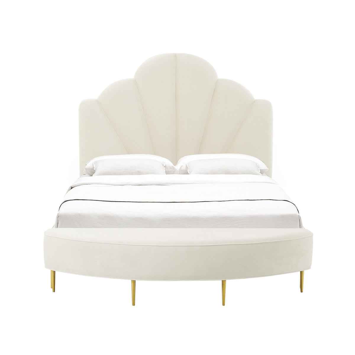 Bianca Cream Velvet Queen Bench Benches| TOV