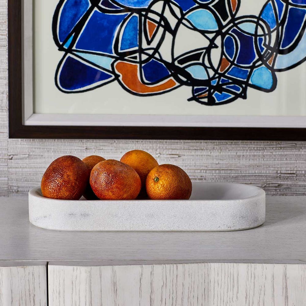 Big Pill Bowl/Tray - White Marble Tray| Uttermost