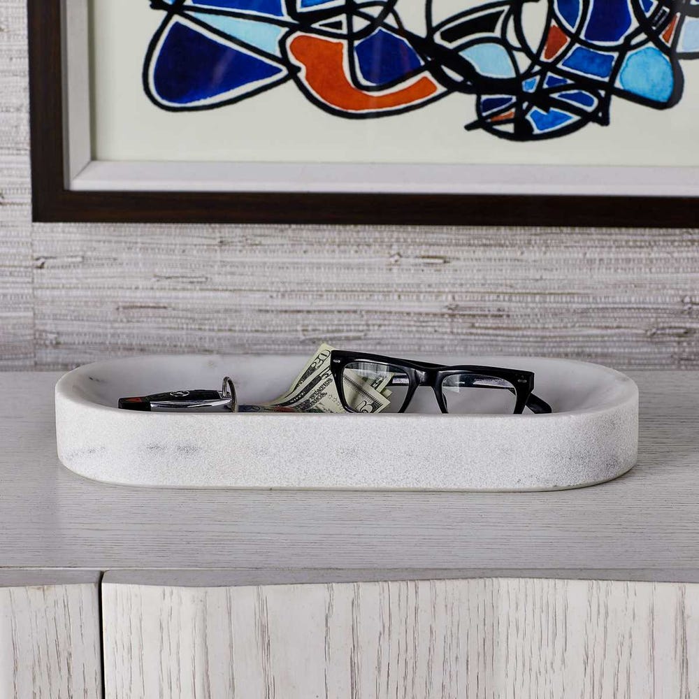 Big Pill Bowl/Tray - White Marble Tray| Uttermost