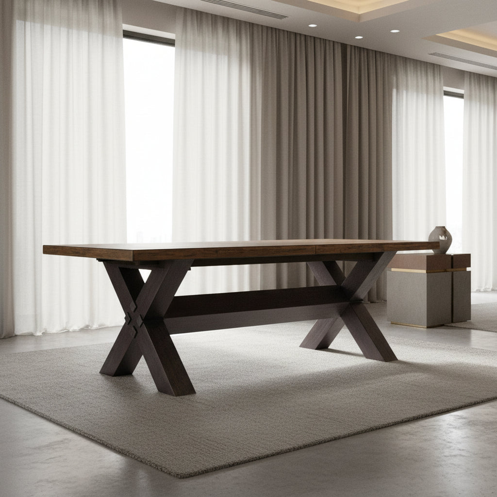 Big Sky Trestle Dining Table with 2-20in Leaves Dining Tables| Hooker