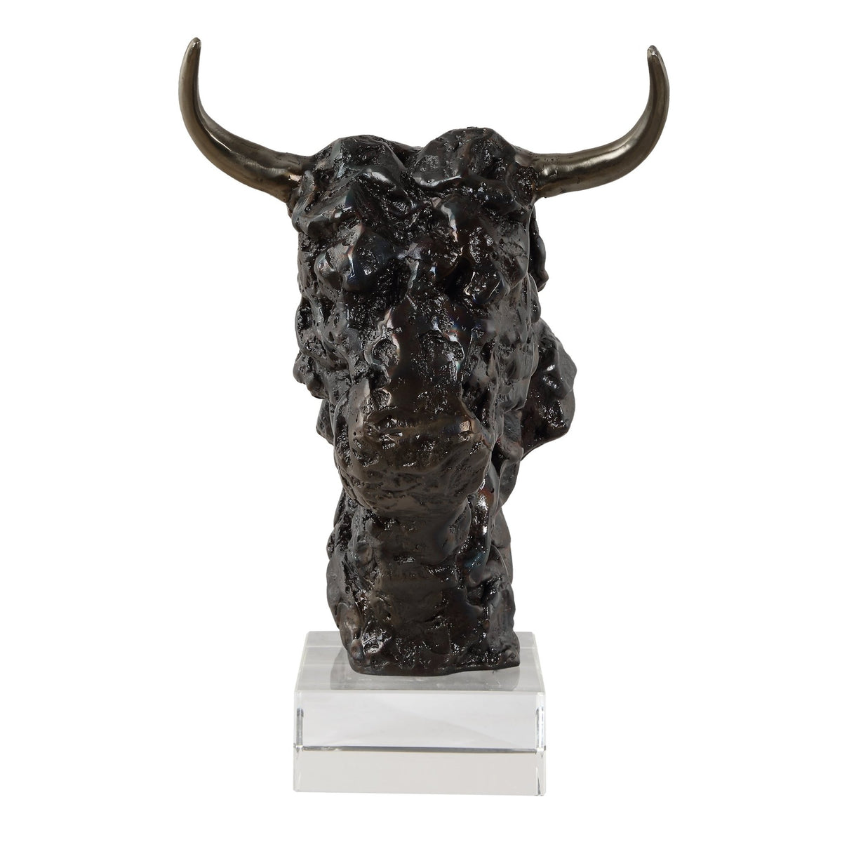 Bison Bust Bronze Sculpture Table Decors| Uttermost