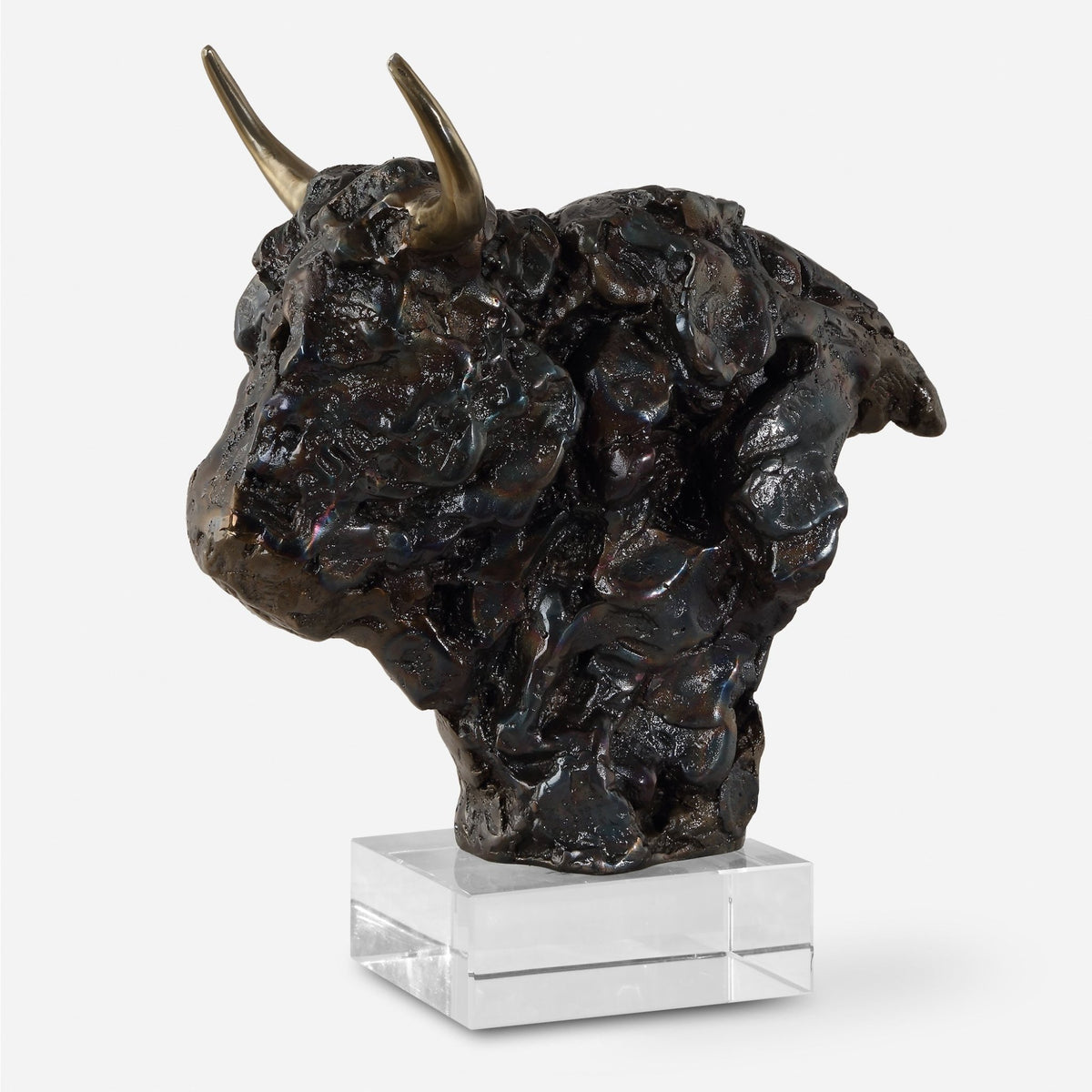 Bison Bust Bronze Sculpture Table Decors| Uttermost