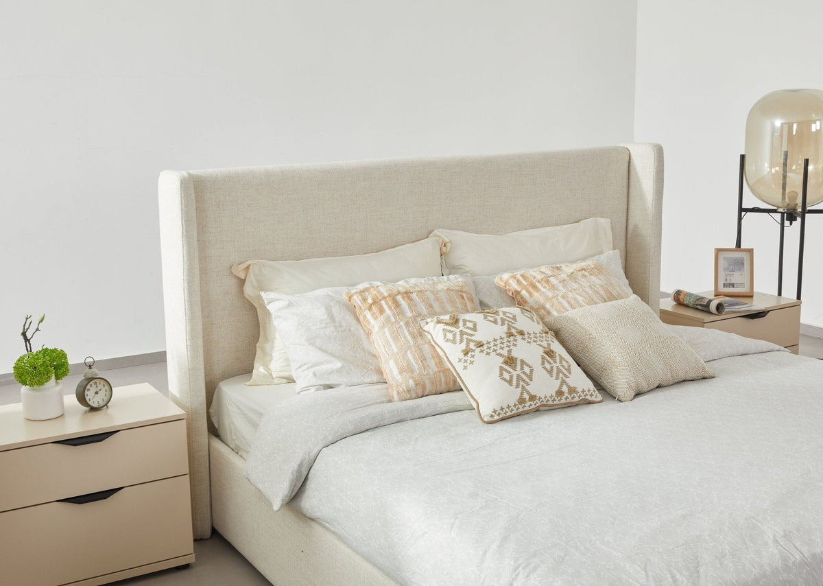 Bisque Beige Upholstered Bed - Queen 152cm